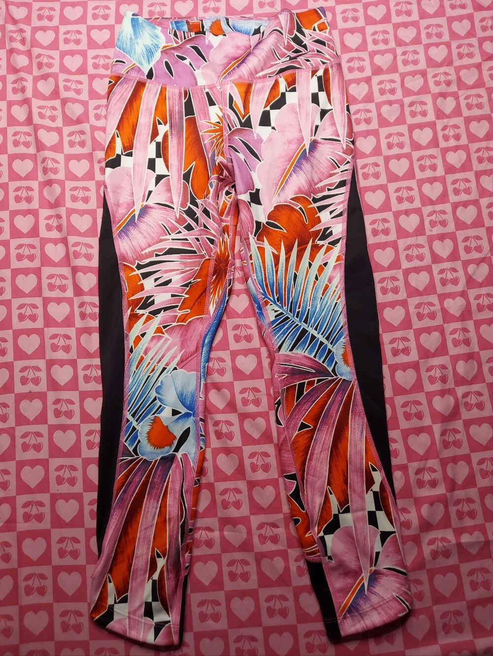Nike Pink Floral Dri-Fit Activewear with Blue & Orange Accents
